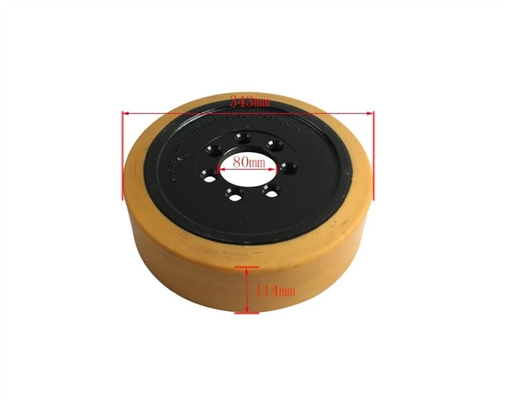 Casters, Forklift Polyurethane Pu 343*114 Driving Wheel 6 Holes